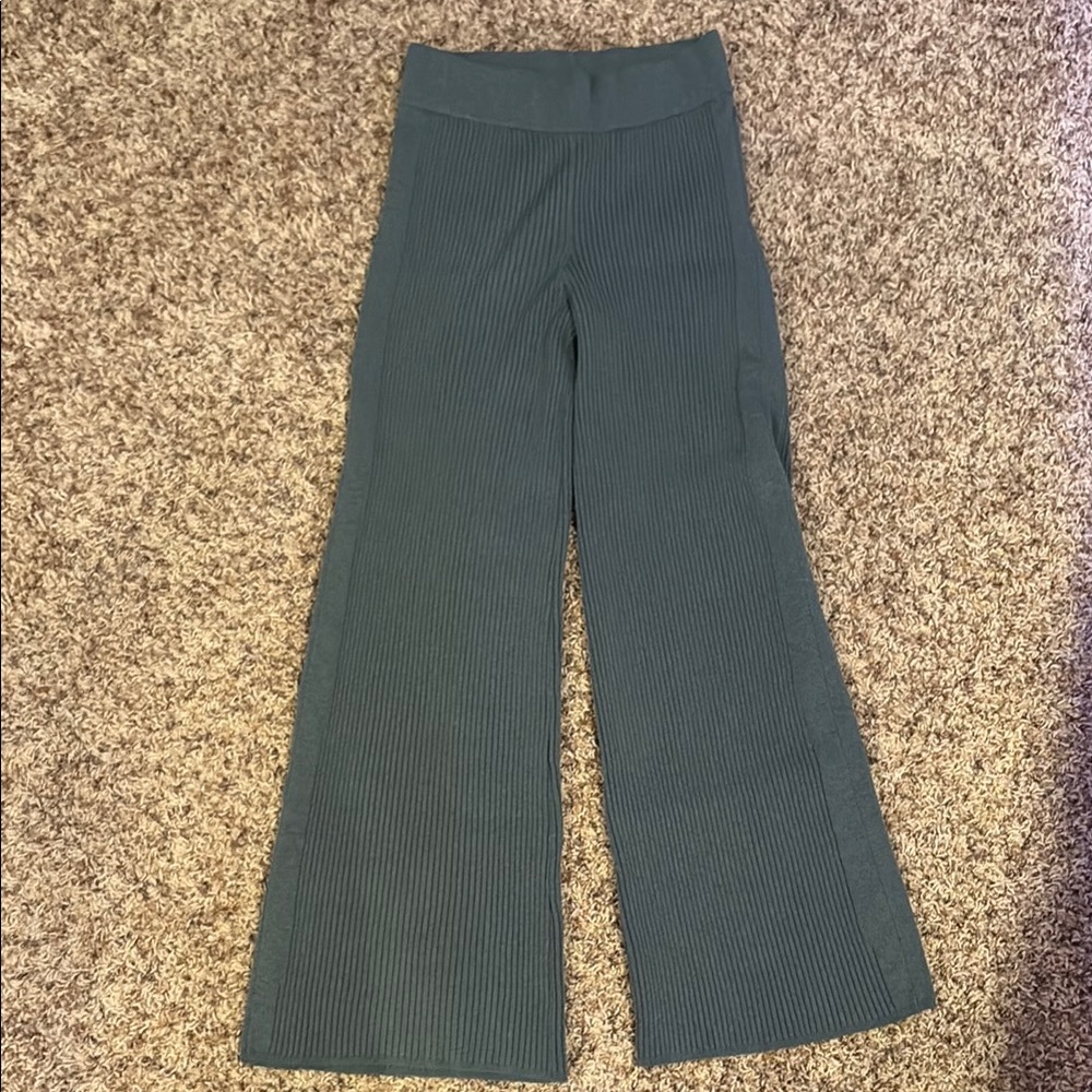 Aerie Green Wide Leg Pants High Waisted